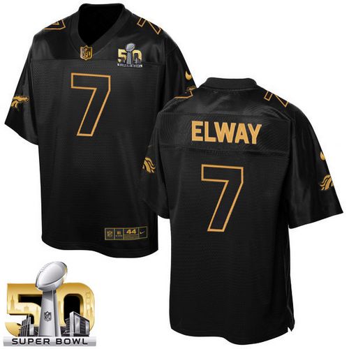 Nike Broncos #7 John Elway Black Super Bowl 50 Men's Stitched NFL Elite Pro Line Gold Collection Jersey